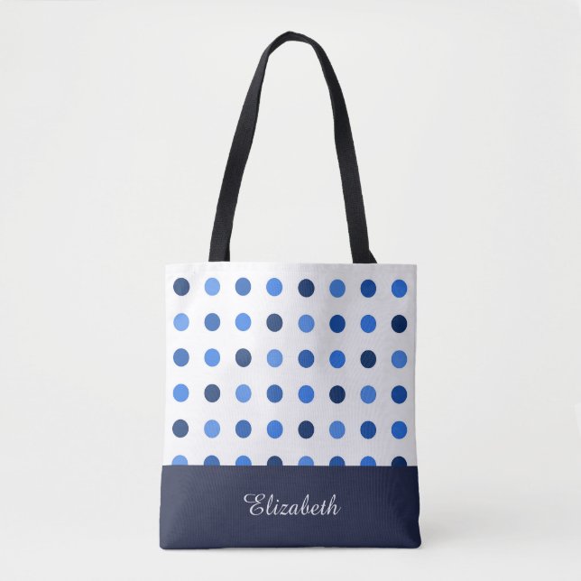 Schwarz-Weiß-Polka-Punkte mit Monogramm Tasche (Vorderseite)