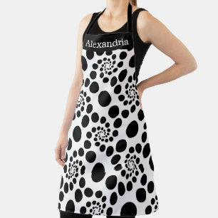 Schwarz-Weiß-Polka-Punkte Moderne Schürze