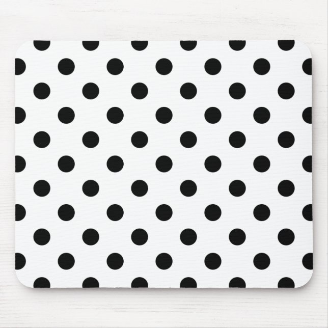 Schwarz-Weiß-Polka-Punkte Mousepad (Vorne)