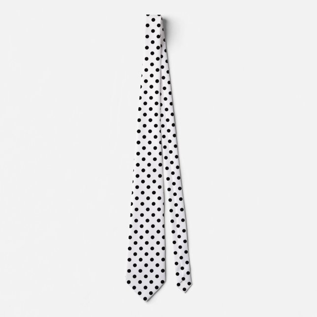 Schwarz-Weiß-Polka-Punkte Muster Nackenstäbchen Krawatte (Vorderseite)