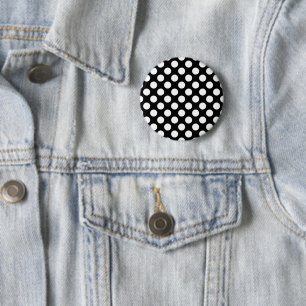 Schwarz-Weiß-Polka-Punkte, Polka-Dot-Muster Button