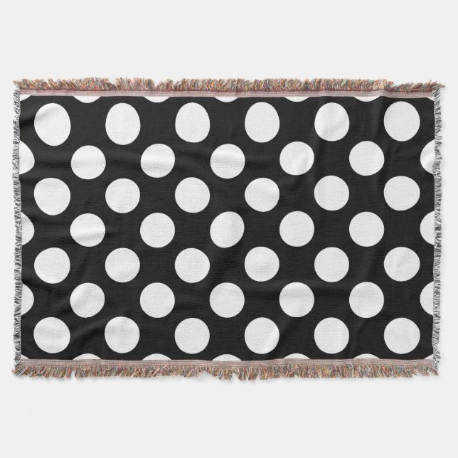 Schwarz-Weiß-Polka-Punkte, Polka-Dot-Muster Decke (Vorderseite)