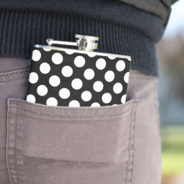 Schwarz-Weiß-Polka-Punkte, Polka-Dot-Muster Flachmann