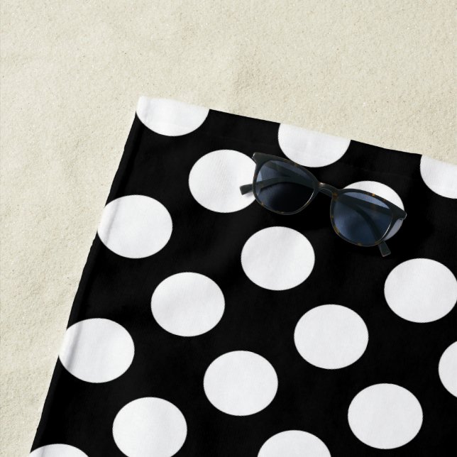 Schwarz-Weiß-Polka-Punkte, Polka-Dot-Muster Strandtuch (Beispiel)