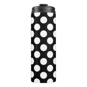 Schwarz-Weiß-Polka-Punkte, Polka-Dot-Muster Thermosbecher