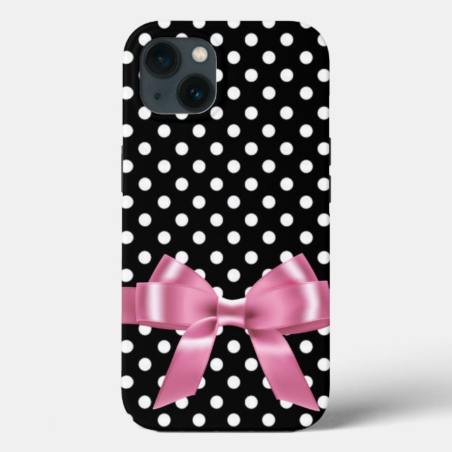 Schwarz-Weiß-Polka-Punkte - rosa Bug Case-Mate iPhone Hülle (Rückseite)