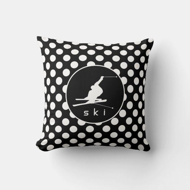 Schwarz-Weiß-Polka-Punkte; Schneeschuhwandern Kissen (Vorderseite)