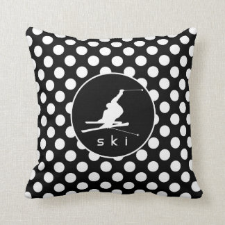 Schwarz-Weiß-Polka-Punkte; Schneeschuhwandern Kissen