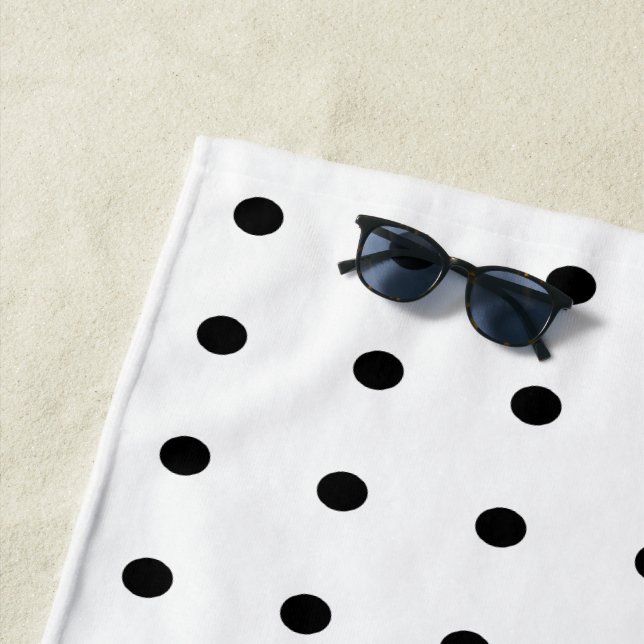 Schwarz-Weiß-Polka-Punkte Strandtuch (Beispiel)