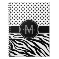 Schwarz-Weiß-Polka-Punkte und Zebra-Print