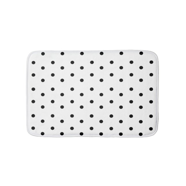 Schwarz-Weiß-Polka-Punktmuster Badematte (Vorderseite)