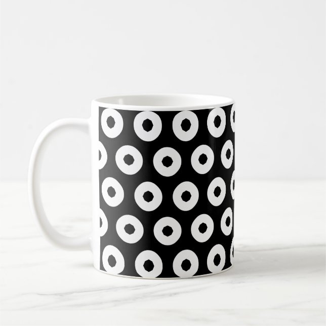 Schwarz/Weiß-Polka-Punktmuster Kaffeetasse (Links)