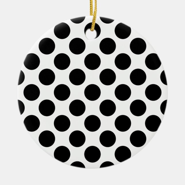 Schwarz-Weiß-Polka-Punktmuster Keramik Ornament (Vorne)