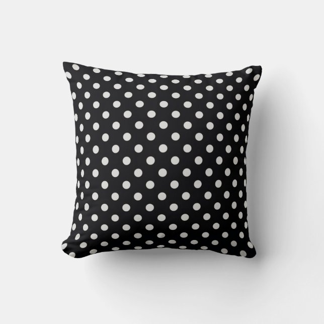 Schwarz-Weiß-Polka-Punktmuster Kissen (Vorderseite)