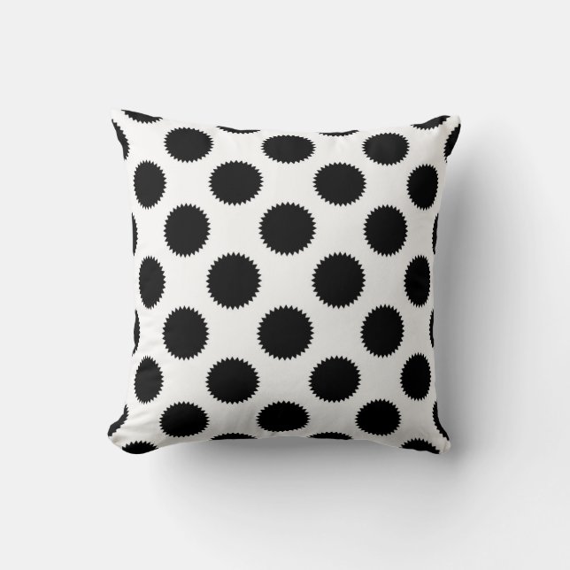 Schwarz-Weiß-Polka-Punktmuster Kissen (Vorderseite)