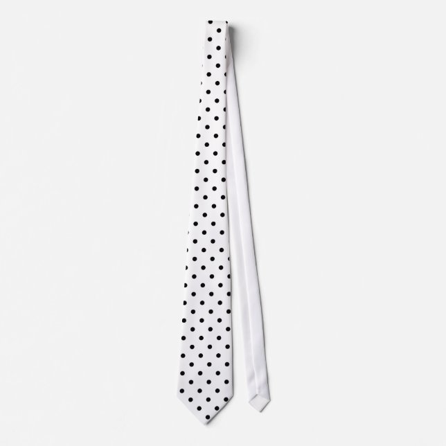 Schwarz-Weiß-Polka-Punktmuster Krawatte (Vorderseite)