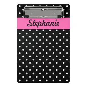 Schwarz-Weiß-Polka-Punktmuster Mini Klemmbrett