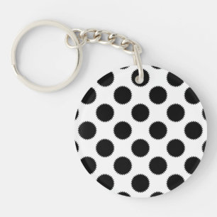 Schwarz-Weiß-Polka-Punktmuster Schlüsselanhänger