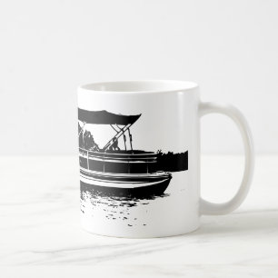 Schwarz-Weiß-Pontoon-Boot - personalisierte Umarm Kaffeetasse