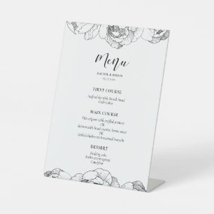 Schwarz-Weiß-Ponys elegantes Hochzeitsmenü Sockelschild
