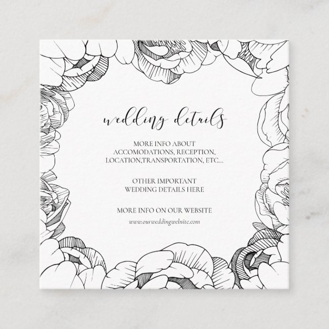 Schwarz-Weiß-Ponys Hochzeitskarte Begleitkarte (Vorderseite)