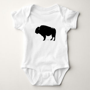 Schwarz-Weiß-Pop-Art-Büffel-Bison Baby Strampler