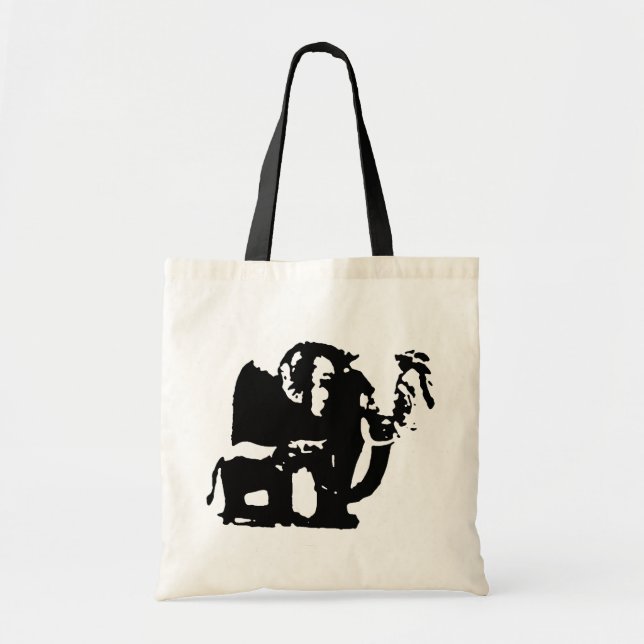 Schwarz & Weiß Pop Art Elephant Mama Baby Tragetasche (Vorne)