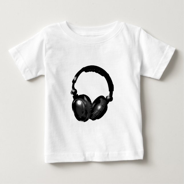 Schwarz-Weiß-Pop Art Headphone Baby T-shirt (Vorderseite)