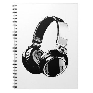 Schwarz-Weiß-Pop Art Headphone Notizblock