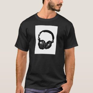 Schwarz-Weiß-Pop Art Headphone T-Shirt