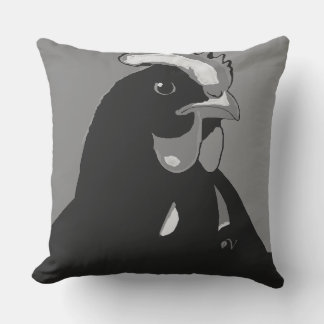 Schwarz-Weiß-Pop Art Hühnerpilz Kissen