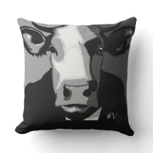 Schwarz-Weiß-Pop Art Kuh Kissen