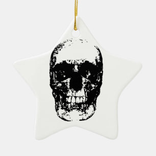 Schwarz-Weiß-Pop-Art-Schädel Keramik Ornament