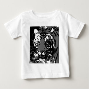 Schwarz-weiß Pop-Art-Tiger Baby T-shirt