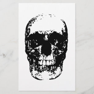 Schwarz-Weiß-Pop-Art-Totenkopf Briefpapier