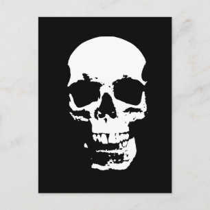 Schwarz-Weiß-Pop-Art-Totenkopf Postkarte