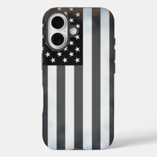 Schwarz-Weiß-Pop Art US-amerikanische Flagge iPhone 16 Hülle