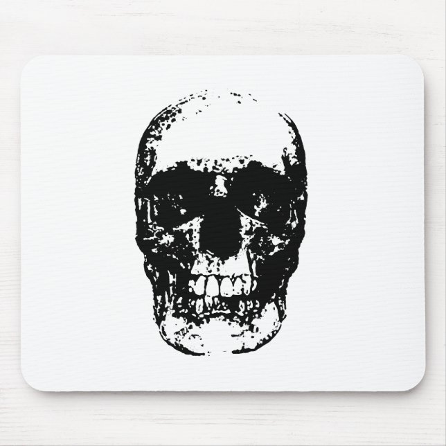 Schwarz-Weiß-Pop Skull Mousepad (Vorne)
