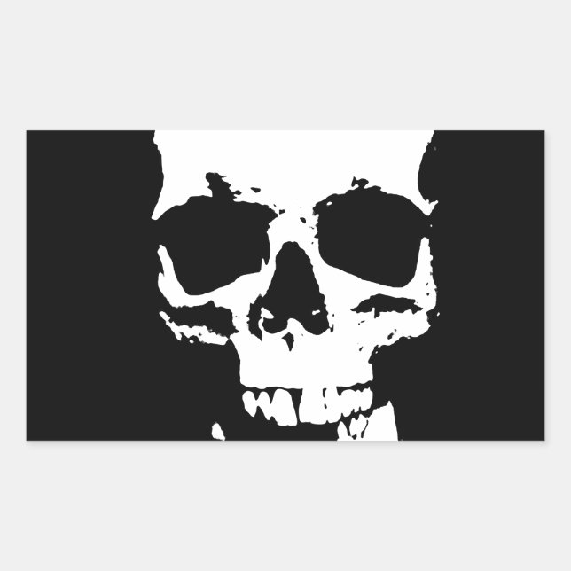 Schwarz-Weiß-Pop Skull Rechteckiger Aufkleber (Vorderseite)