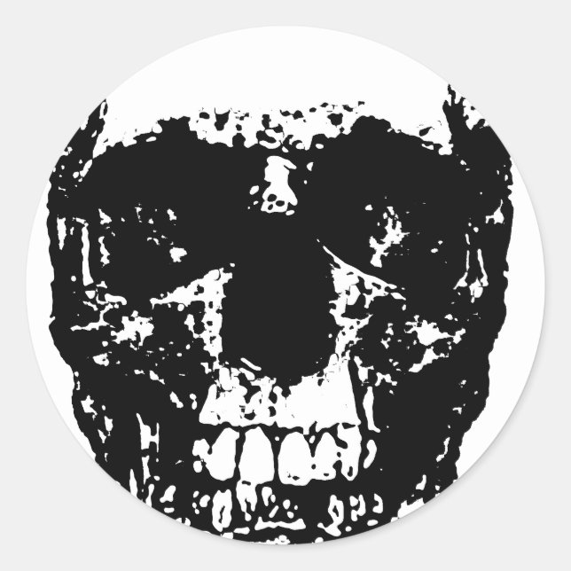Schwarz-Weiß-Pop Skull Runder Aufkleber (Vorderseite)