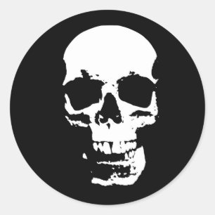 Schwarz-Weiß-Pop Skull Runder Aufkleber
