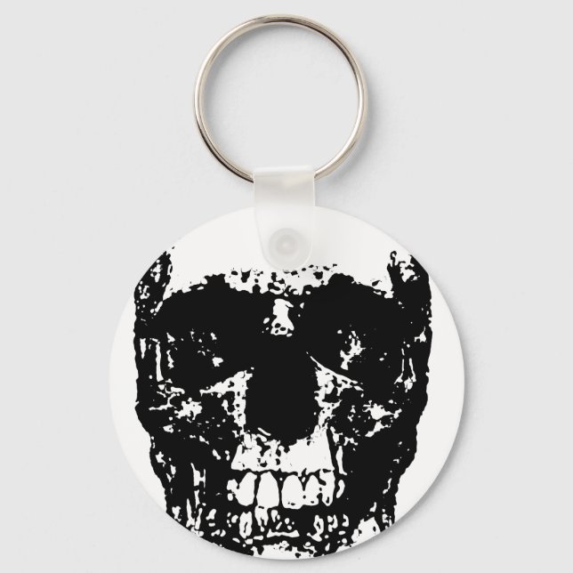 Schwarz-Weiß-Pop Skull Schlüsselanhänger (Vorderseite)