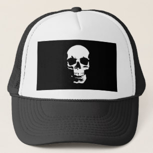 Schwarz-Weiß-Pop Skull Truckerkappe
