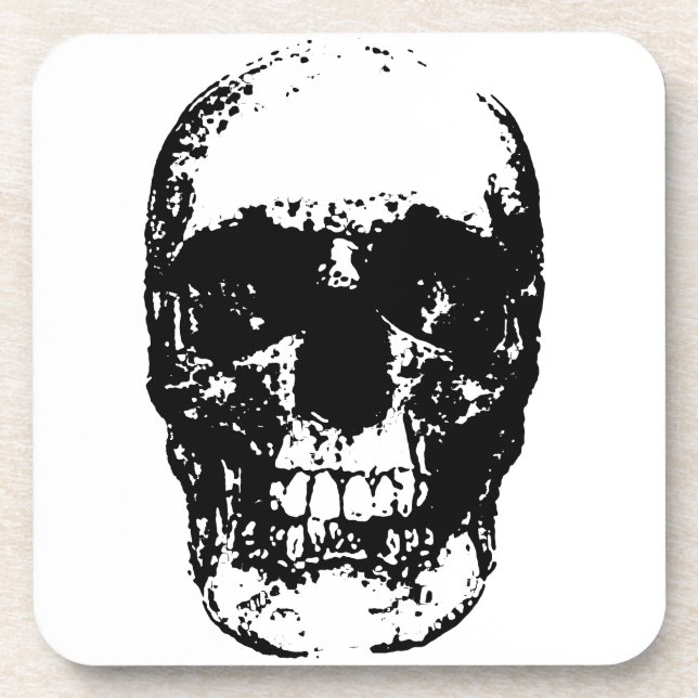 Schwarz-Weiß-Pop Skull Untersetzer (Vorderseite)