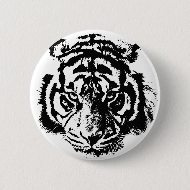 Schwarz-Weiß-Pop Tiger Button (Vorderseite)