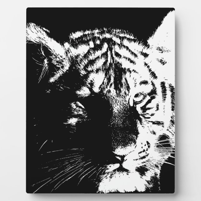 Schwarz-Weiß-Pop Tiger Fotoplatte (Vorderseite)