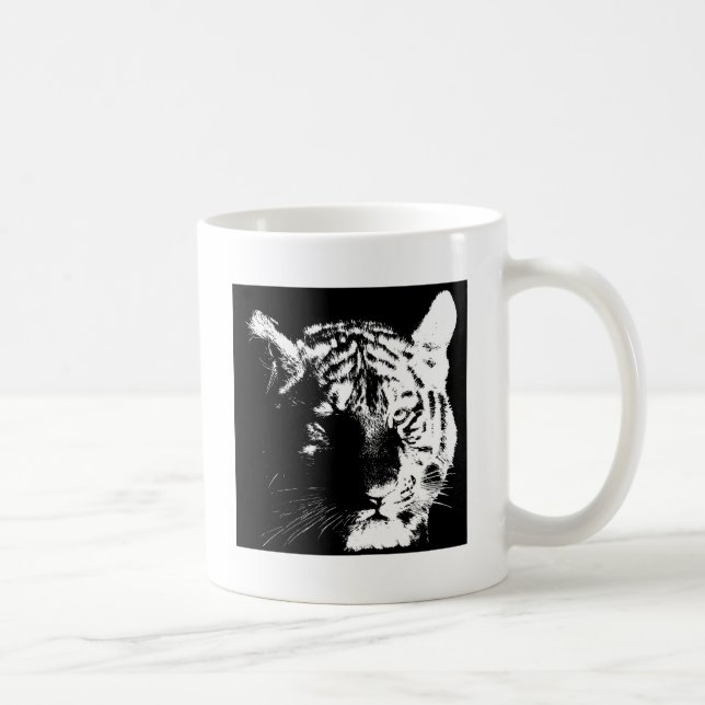 Schwarz-Weiß-Pop Tiger Kaffeetasse (Rechts)