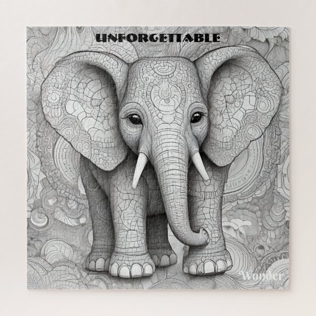 Schwarz-Weiß-Portrait Detaillierte Elefantenkunst (Vertikal)