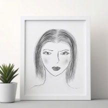 Schwarz-weiß-Porträt-Skizze für Galerie-Wand