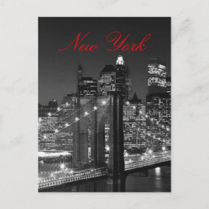 Schwarz-Weiß-Postkarte New York Red Script Postkarte